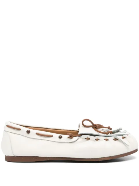 P.A.R.O.S.H. fringe-detail leather loafers White D070277TOSHOE