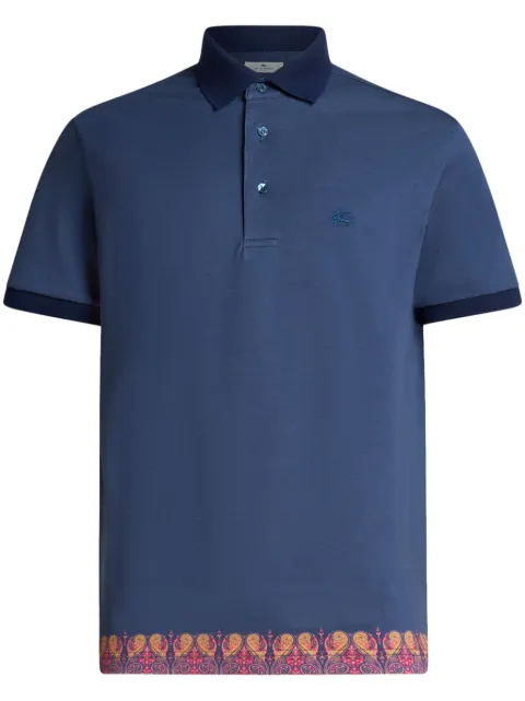 ETRO paisley-trim polo shirt Blue MRMD0004AJ281
