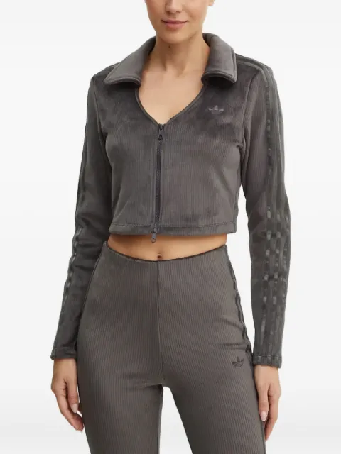 adidas ribbed-velour zip-up sweatshirt Grey JN3019