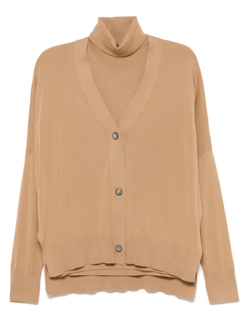 Blanca Vita fine-knit vest and cardigan set Brown 4323514730
