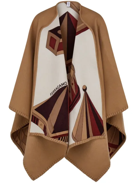 Ferragamo geometrical renaissance print reversible cape Red 779395