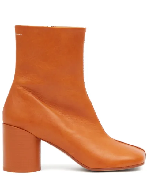 MM6 Maison Margiela 70mm Stitch-out leather boots Orange S59WU0249P5000