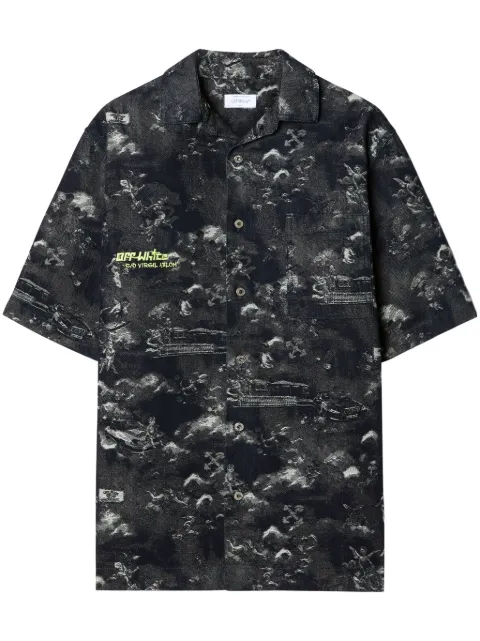 Off-White Fresco bowling shirt Blue OMYD05AS25DEN0024250
