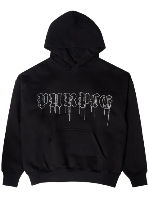 Purple Brand Crystal Gothic Drip hoodie Black P401HBGD125
