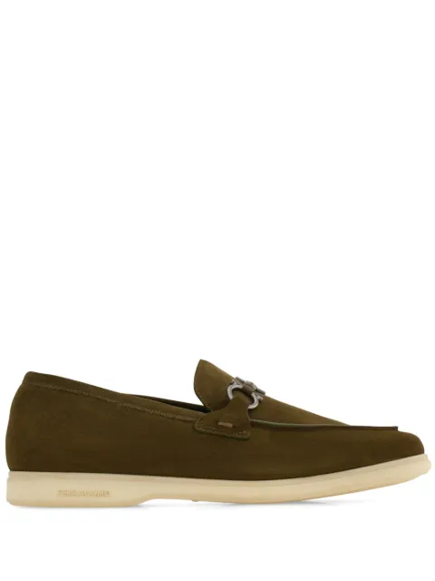 Ferragamo Gancini-plaque suede loafers Green 778833