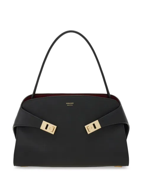 Ferragamo Hug soft bicolor shoulder bag M Black 781694
