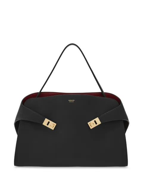 Ferragamo Hug soft bicolor shoulder bag L Grey 781693