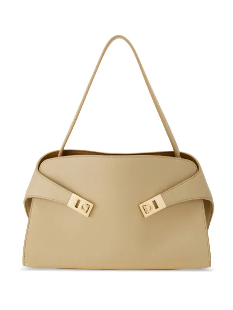 Ferragamo Hug soft bicolor shoulder bag M Neutrals 780594