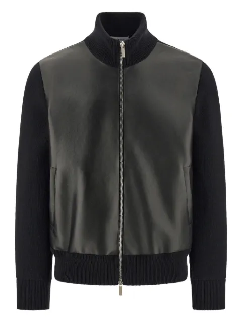 Ferragamo bomber jacket in leather and wool Black 780550