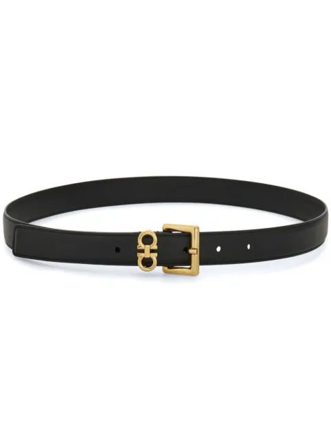 Ferragamo double Gancini fixed belt Black 780415