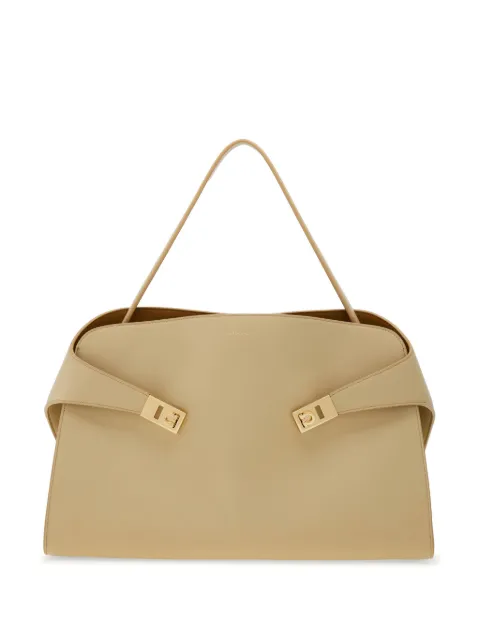 Ferragamo Hug soft bicolor shoulder bag L Neutrals 780517