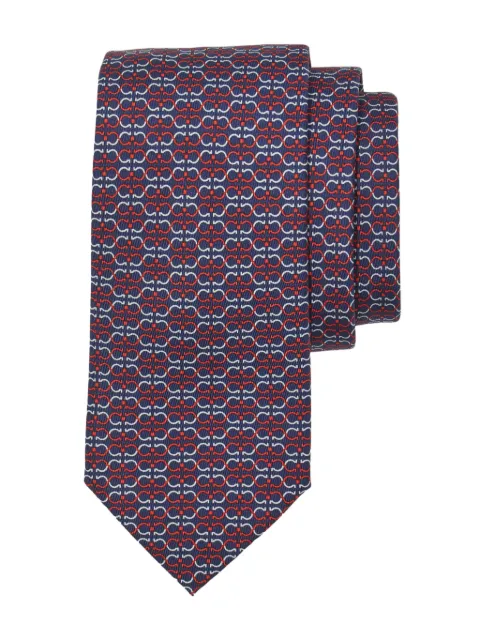 Ferragamo Gancini print silk tie Blue 778439