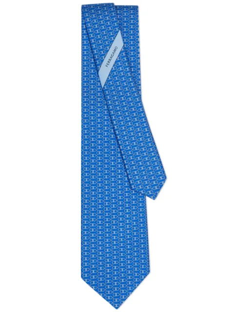 Ferragamo Gancini-print silk tie Blue 778569