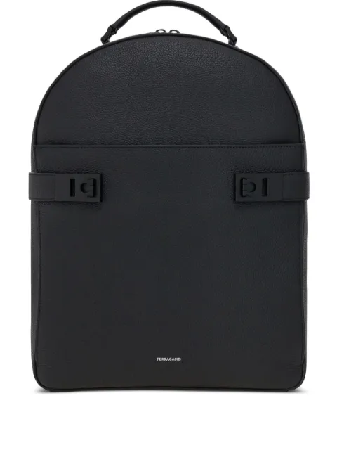 Ferragamo Gancini-buckles backpack Black 779322