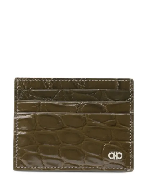 Ferragamo Gancini alligator-leather cardholder Green 781800