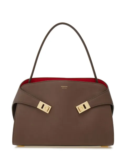 Ferragamo Hug soft bicolor shoulder bag M Neutrals 780592