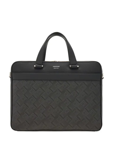 Ferragamo logo-stamp leather briefcase Grey 781303