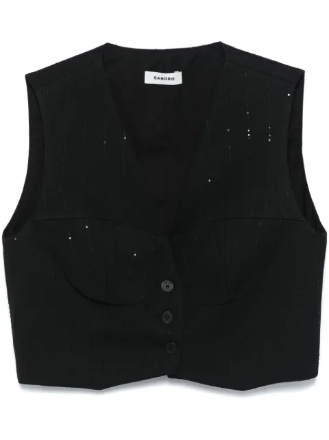SANDRO sequined vest Black SFPTO00787