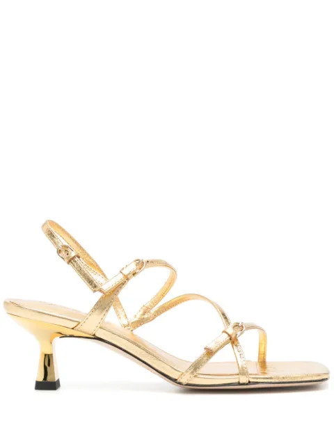 SANDRO 65mm leather sandals Gold SFACH01255