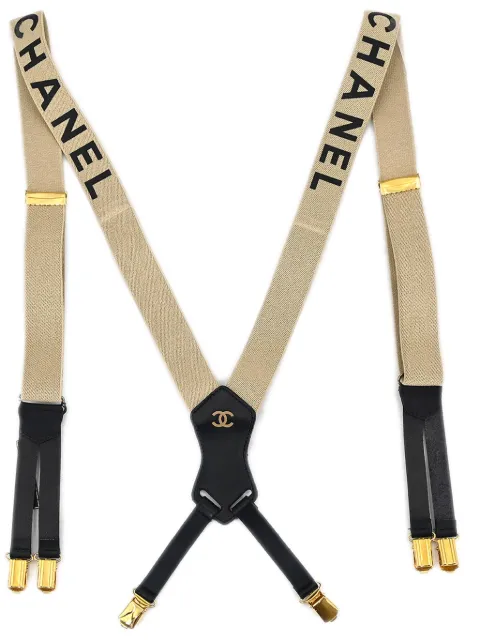 CHANEL Pre-Owned 2002 logo suspenders Neutrals DI21