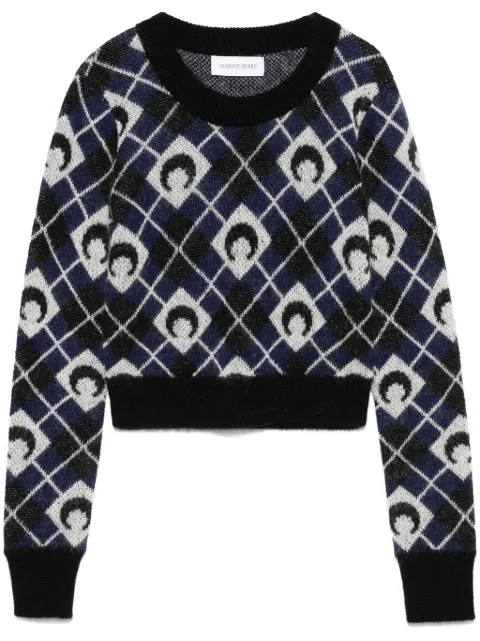 Marine Serre Moon argyle-knit sweater Black WTK044ACKNI0522