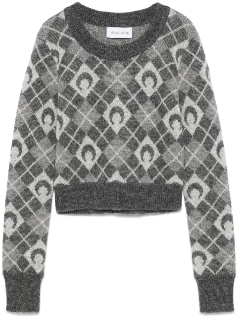 Marine Serre Moon argyle-knit sweater Grey WTK044ACKNI0522