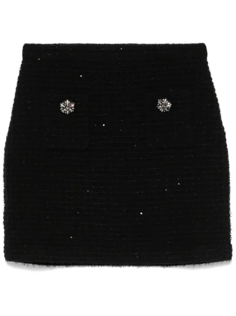 Self-Portrait textured knit mini skirt Black SC24007SKB