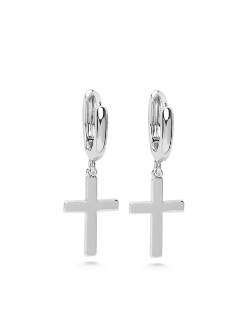 Nialaya Jewelry small Cross earrings Silver MEAR060