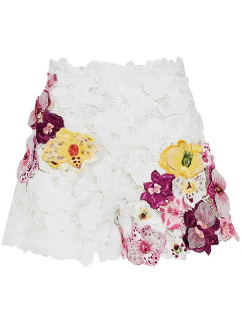 Oscar de la Renta Orchid embroidered guipure shorts White 25RE3092COGWHT