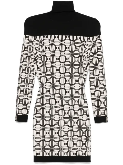 Elisabetta Franchi jacquard-logo roll-neck mini dress Neutrals AM30B47E2