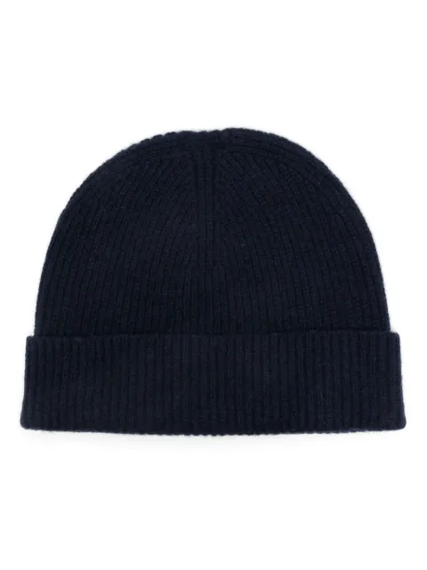 Sunspel cashmere ribbed beanie hat Blue AHAT9366