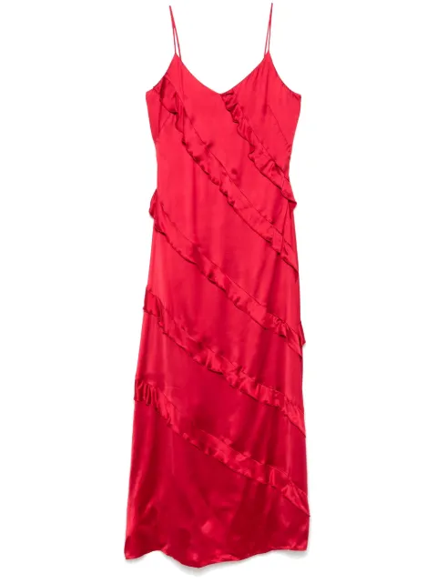 TWINSET maxi ruffled satin dress Red 242TT2431