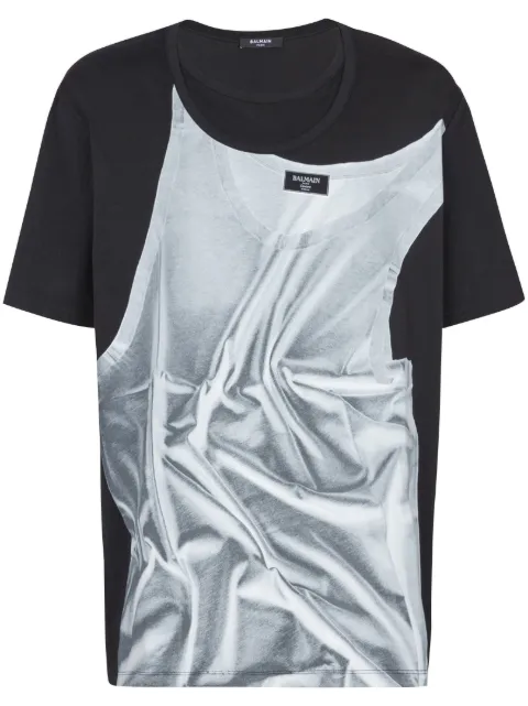 Balmain graphic-print T-shirt Black EH1EG028GE37
