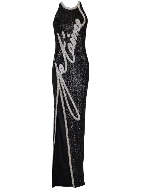 Balmain rhinestone-embellished gown Black EF1RO140PC70