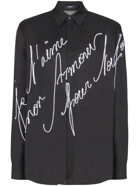 Balmain embroidered-design shirt Black EH1HS40521VG