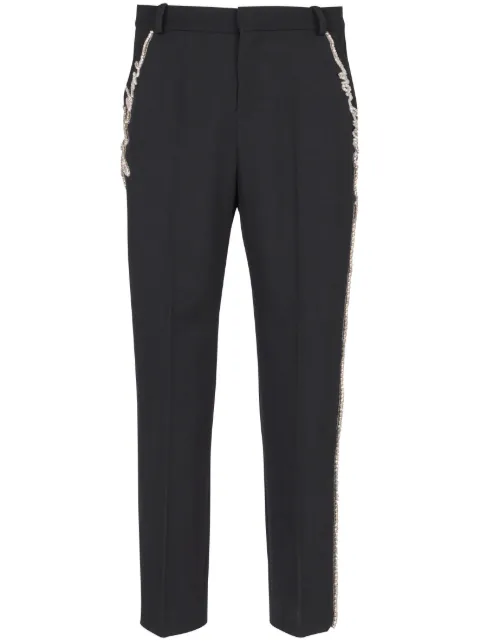 Balmain rhinestone-embellished straight-leg trousers Black EH1PM08009WC
