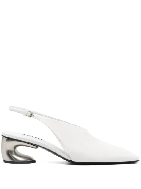 Jil Sander 50mm leather slingback pumps White J15WL0047P6521