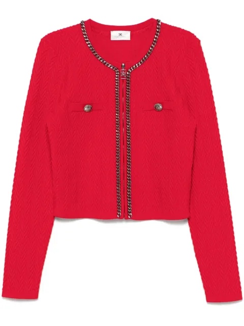 Elisabetta Franchi herringbone-stitch cardigan Red MK30B47E2