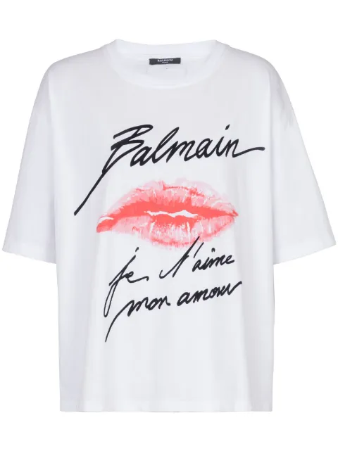 Balmain kiss-print T-shirt White EF1EG110GE45