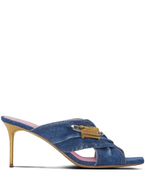Balmain saftey-pin denim mules Blue EN1UR079TDMS
