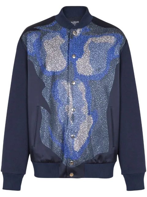 Balmain trompe l'oeil-print jacket Blue EH1TF917PC73