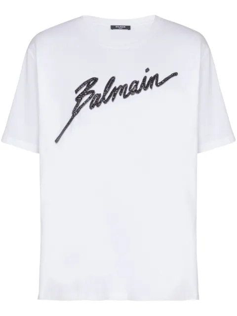 Balmain logo-embroidered T-shirt White EH1EH175PC70