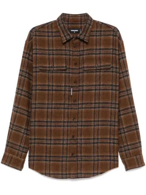 DSQUARED2 check-pattern shirt Brown S71DM0738D35125