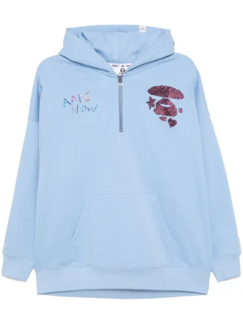 A BATHING APE® sequin-embellishment hoodie Blue ASWB399XXN