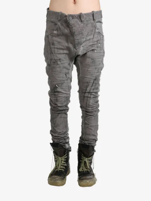 Boris Bidjan Saberi distress-finish trousers Grey P13TFF1939
