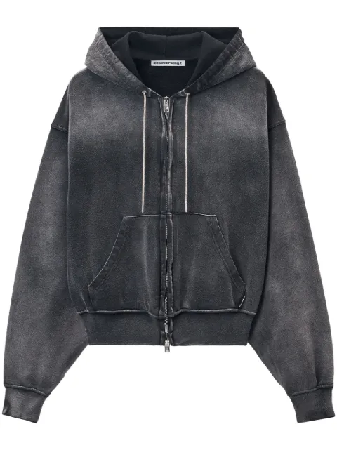 Alexander Wang rhinestone washed effect hoodie Black 4CC1252112013C