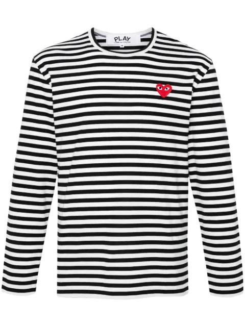 Comme Des Garçons Play heart-patch striped T-shirt Black AXT164051