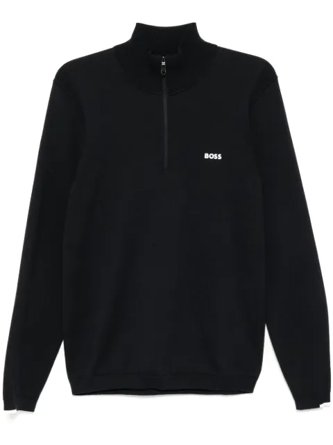 BOSS logo-print high-neck jumper Blue 50498518