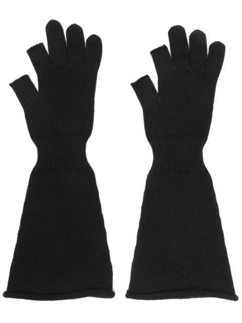 Rick Owens fine-knit long gloves Black RO02D3489KWV