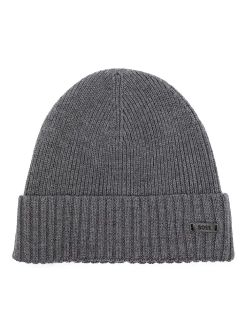 BOSS ribbed beanie hat Grey 50495306